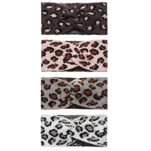 NWT Adorable Knit Snow Leopard Print Head Wraps!